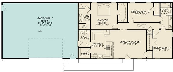 Barndominium Floor Plan - Main Floor Plan #923-234