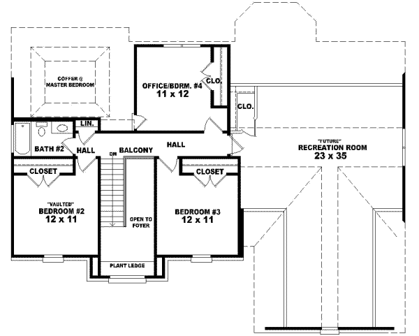 Floor Plan - Upper Floor for European House Plan #81-811 - 3 bed, 2.5 bath