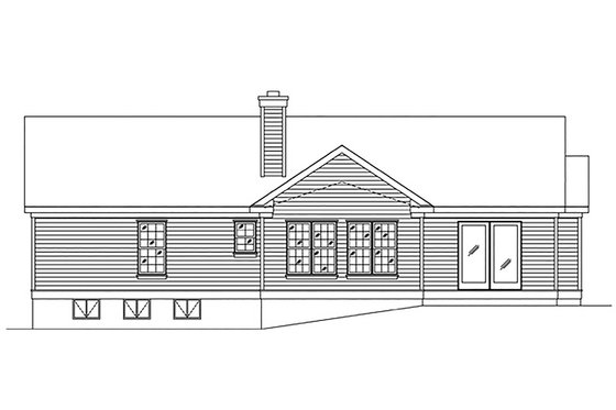 Exterior - Rear Elevation for Ranch House Plan #22-599 - 3 bed, 2 bath