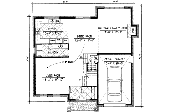 Floor Plan - Main Floor for European House Plan #138-164 - 3 bed, 1.5 bath