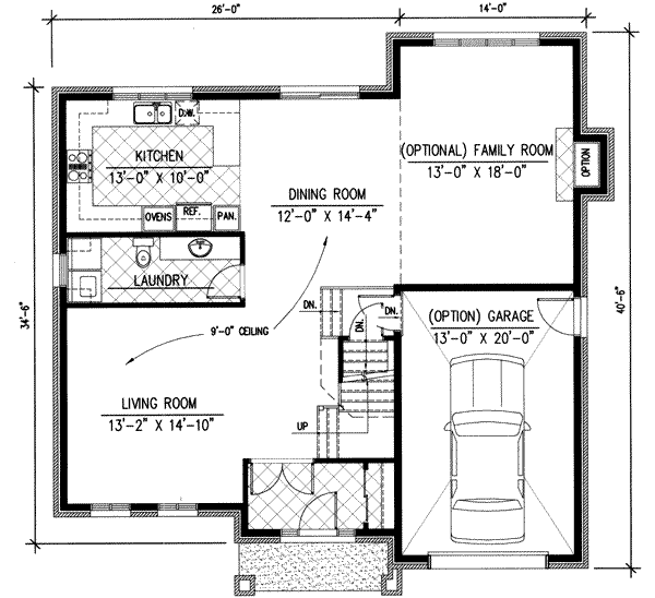 Floor Plan - Main Floor for European House Plan #138-164 - 3 bed, 1.5 bath