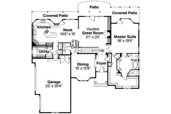 Floor Plan - Main Floor for European House Plan #124-339 - 3 bed, 3.5 bath