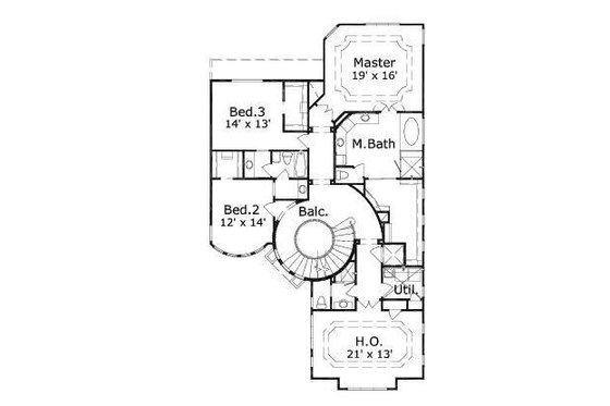 Floor Plan - Upper Floor for European House Plan #411-477 - 4 bed, 5.5 bath