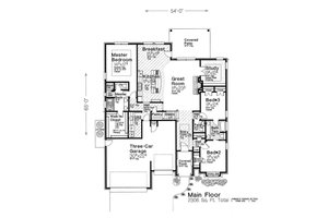 Floor Plan - Main Floor for European House Plan #310-1283 - 3 bed, 2.5 bath