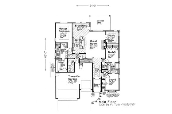 Floor Plan - Main Floor for European House Plan #310-1283 - 3 bed, 2.5 bath