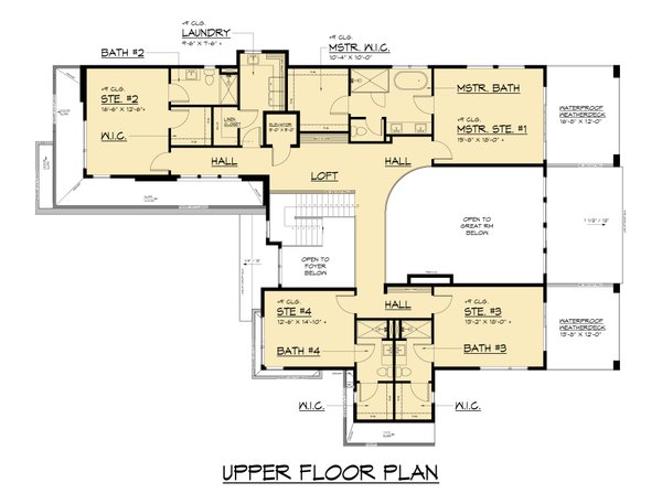 Modern Floor Plan - Upper Floor Plan #1066-310