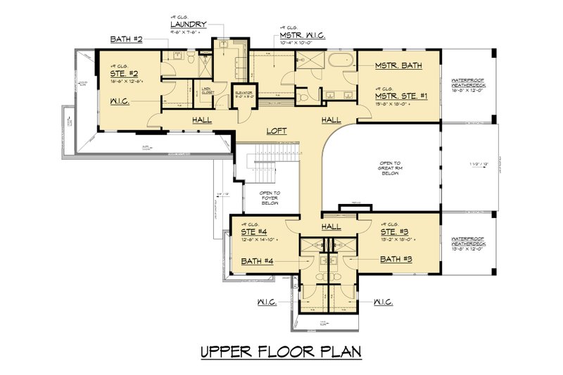 Dream House Plan - Floor Plan - Upper Floor for Modern House Plan #1066-310 - 5 bed, 4.5 bath