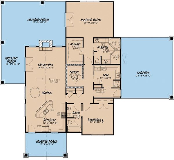 House Design - Craftsman Floor Plan - Main Floor Plan #923-4