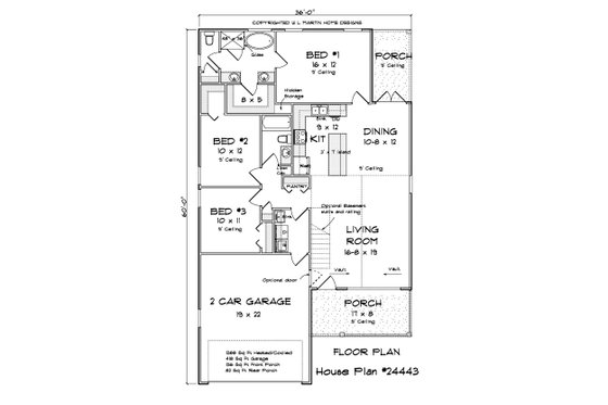 Floor Plan - Main Floor 1 for Cottage House Plan #513-2236 - 3 bed, 2 bath