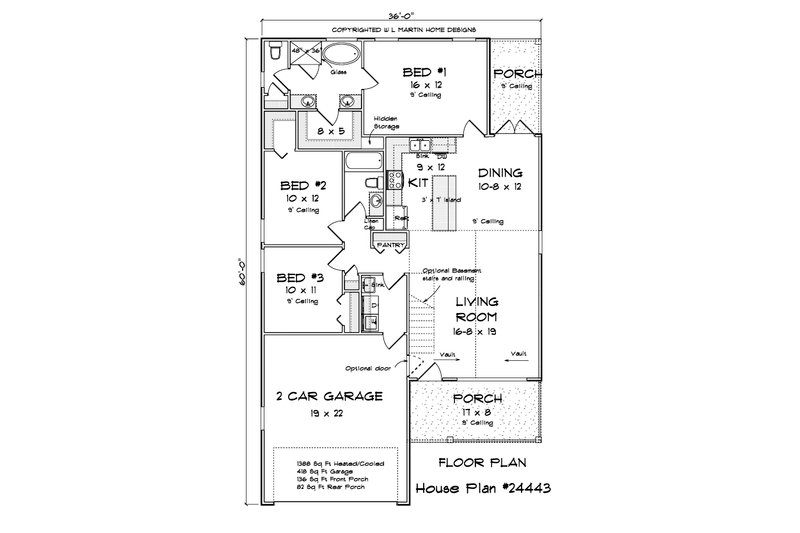 House Plan Design - Floor Plan - Main Floor 1 for Cottage House Plan #513-2236 - 3 bed, 2 bath