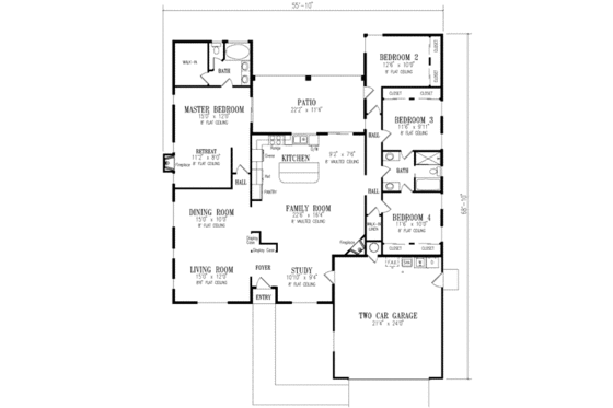 Floor Plan - Main Floor for Mediterranean House Plan #1-507 - 4 bed, 2 bath
