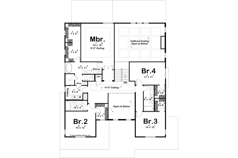 House Design - Floor Plan - Upper Floor for Farmhouse House Plan #455-237 - 4 bed, 4 bath