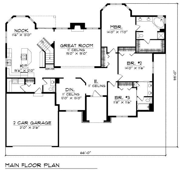 Dream House Plan - Traditional Floor Plan - Main Floor Plan #70-345