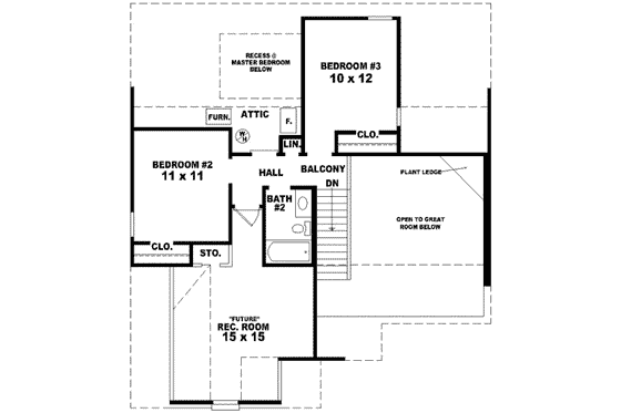 Floor Plan - Upper Floor for Traditional House Plan #81-679 - 3 bed, 2.5 bath