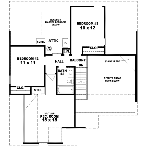 Traditional Floor Plan - Upper Floor Plan #81-679