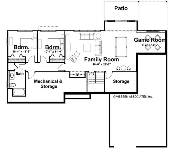 House Blueprint - Floor Plan - Lower Floor for Farmhouse House Plan #928-440 - 2 bed, 2.5 bath