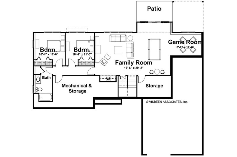 House Blueprint - Floor Plan - Lower Floor for Farmhouse House Plan #928-440 - 2 bed, 2.5 bath