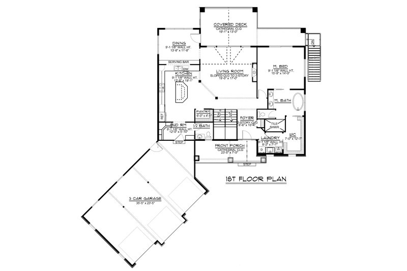 Home Plan - Floor Plan - Main Floor for Craftsman House Plan #1064-17 - 3 bed, 3.5 bath