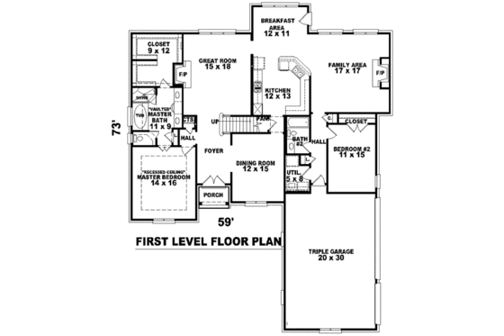 Floor Plan - Main Floor for European House Plan #81-1169 - 5 bed, 4 bath