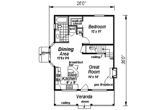 Floor Plan - Main Floor for Country House Plan #18-298 - 3 bed, 1 bath