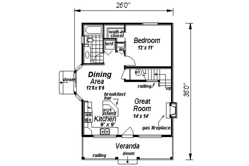 House Plan Design - Floor Plan - Main Floor for Country House Plan #18-298 - 3 bed, 1 bath
