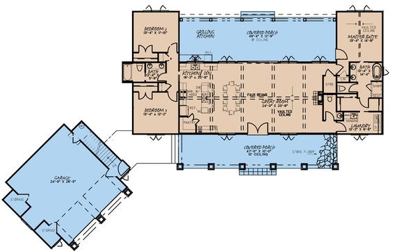 Architectural House Design - Farmhouse Floor Plan - Main Floor Plan #923-170