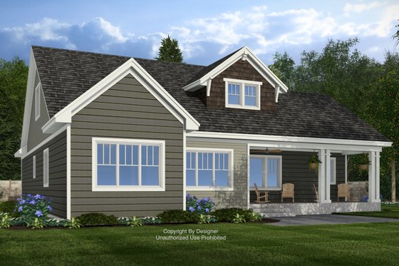 Exterior - Rear Elevation 1 for Bungalow House Plan #51-1413 - 4 bed, 3.5 bath