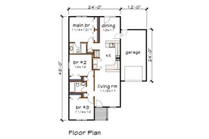 Floor Plan - Main Floor for Cottage House Plan #79-132 - 3 bed, 2 bath