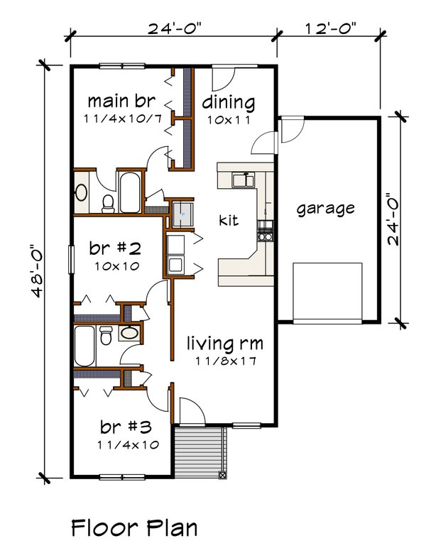 House Plan Design - Cottage Floor Plan - Main Floor Plan #79-132