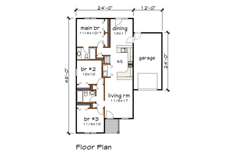 Dream House Plan - Floor Plan - Main Floor for Cottage House Plan #79-132 - 3 bed, 2 bath