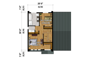 Floor Plan - Upper Floor for European House Plan #25-5023 - 2 bed, 1 bath