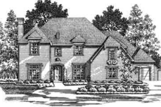 Exterior - Front Elevation for European House Plan #141-154 - 5 bed, 5.5 bath