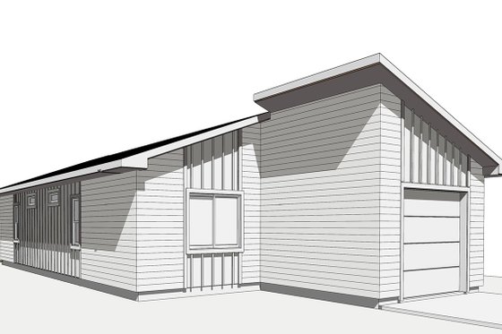 Exterior - Rear Elevation 2 for Modern House Plan #1099-8 - 2 bed, 2 bath
