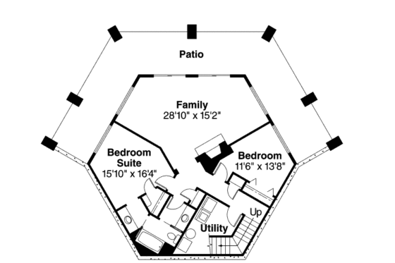Floor Plan - Lower Floor for Craftsman House Plan #124-186 - 3 bed, 2 bath
