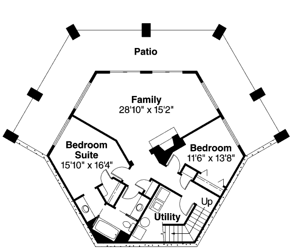 Dream House Plan - Craftsman Floor Plan - Lower Floor Plan #124-186