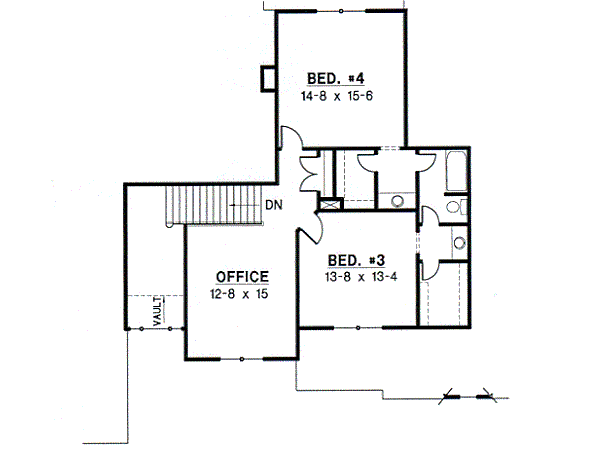 Traditional Floor Plan - Upper Floor Plan #67-432