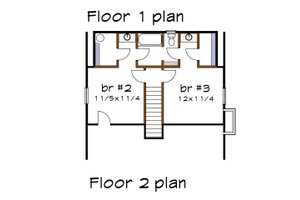 Floor Plan - Upper Floor for Cottage House Plan #79-155 - 3 bed, 2.5 bath