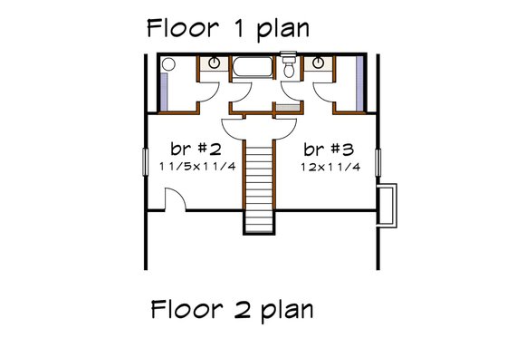 Floor Plan - Upper Floor for Cottage House Plan #79-155 - 3 bed, 2.5 bath