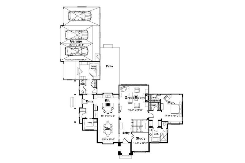 Architectural House Design - Floor Plan - Main Floor for Farmhouse House Plan #928-413 - 4 bed, 3.5 bath
