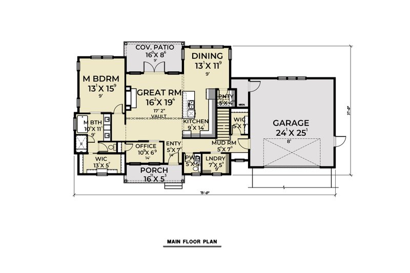 Architectural House Design - Floor Plan - Main Floor for Country House Plan #1070-33 - 3 bed, 2.5 bath