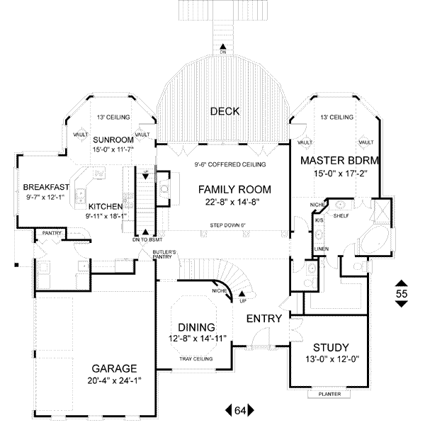 Home Plan - Southern Floor Plan - Main Floor Plan #56-218