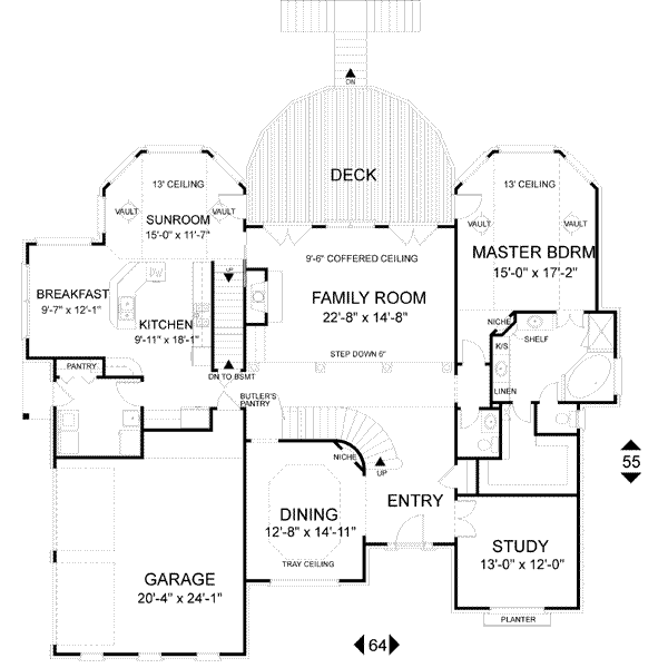 Dream House Plan - Southern Floor Plan - Main Floor Plan #56-218
