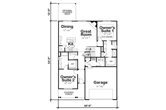 Floor Plan - Main Floor for Farmhouse House Plan #20-2398 - 4 bed, 3.5 bath