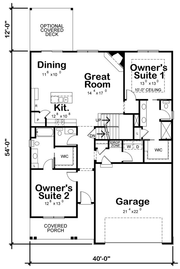 Architectural House Design - Farmhouse Floor Plan - Main Floor Plan #20-2398