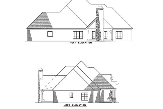 Exterior - Rear Elevation for European House Plan #17-2496 - 3 bed, 3.5 bath