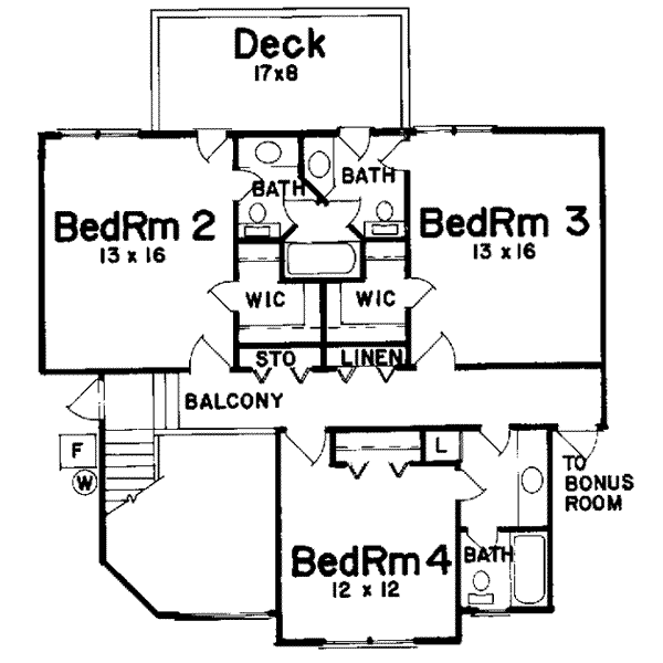 European Floor Plan - Upper Floor Plan #52-151