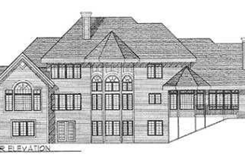 Home Plan - Exterior - Rear Elevation for European House Plan #70-532 - 4 bed, 4.5 bath