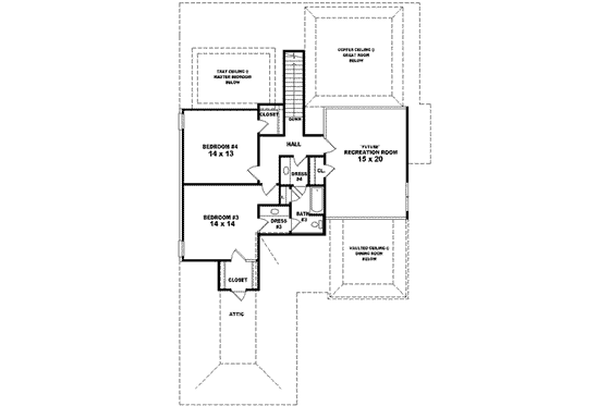 Floor Plan - Upper Floor for Traditional House Plan #81-576 - 4 bed, 3 bath