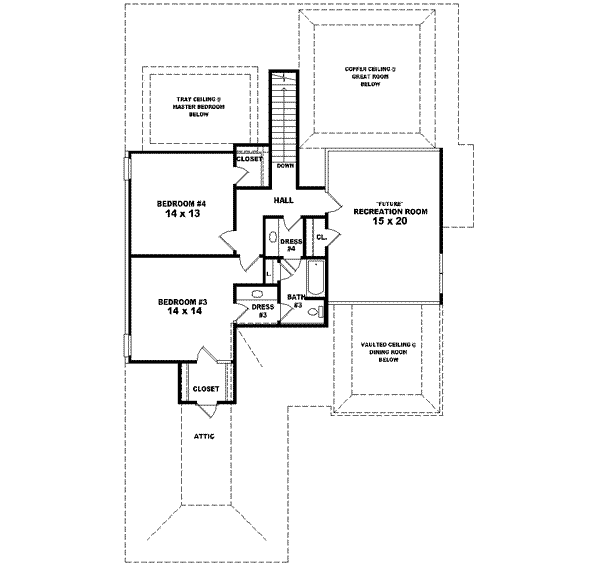 Traditional Floor Plan - Upper Floor Plan #81-576