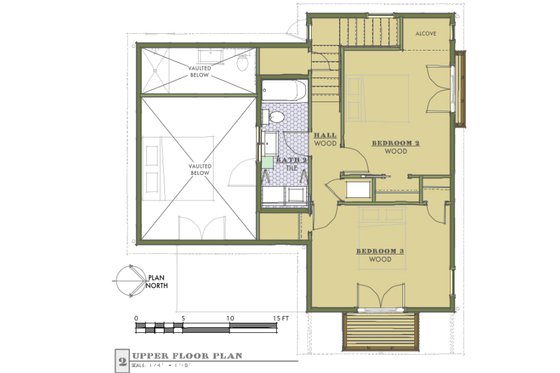 Floor Plan - Upper Floor for Cottage House Plan #450-1 - 3 bed, 2.5 bath
